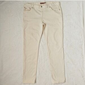 Mens Michael Kors Denim Jeans Slim Fit‎ Off White Ivory Leather Logo Size 38/34